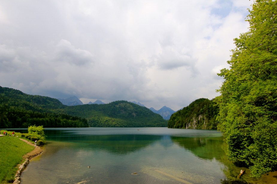 Alpsee Lake just below both castles which are behind us.
