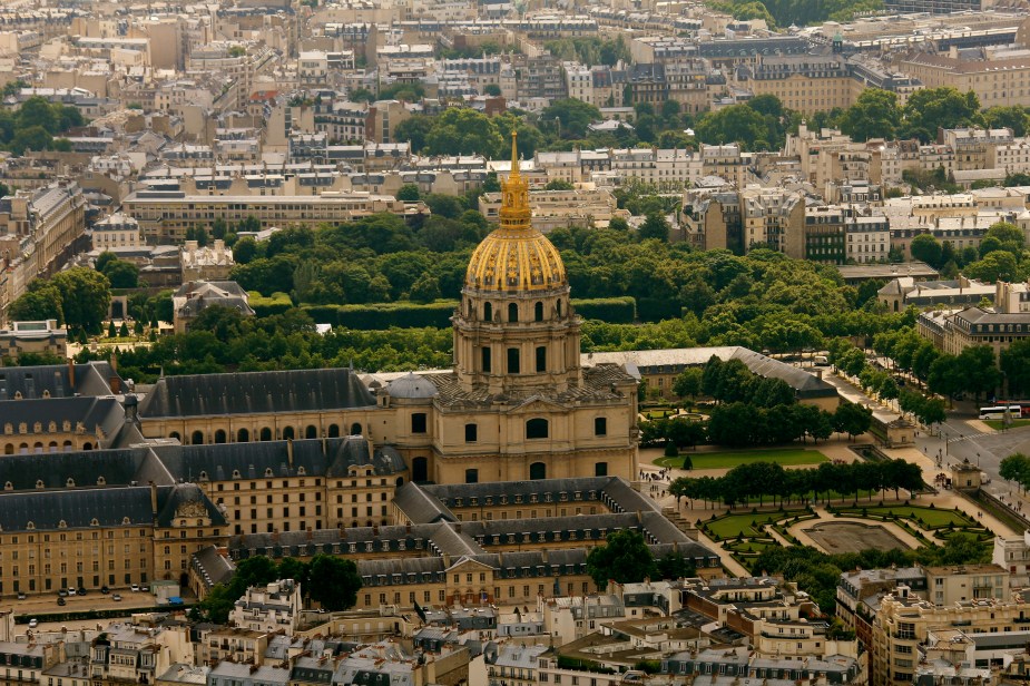 View of Les Invalides - where Napoleon is buried - from the Eiffel Tower