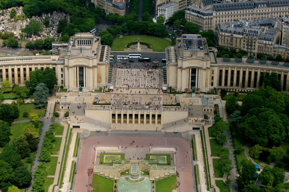 View of Trocedero square from the Eiffel Tower
