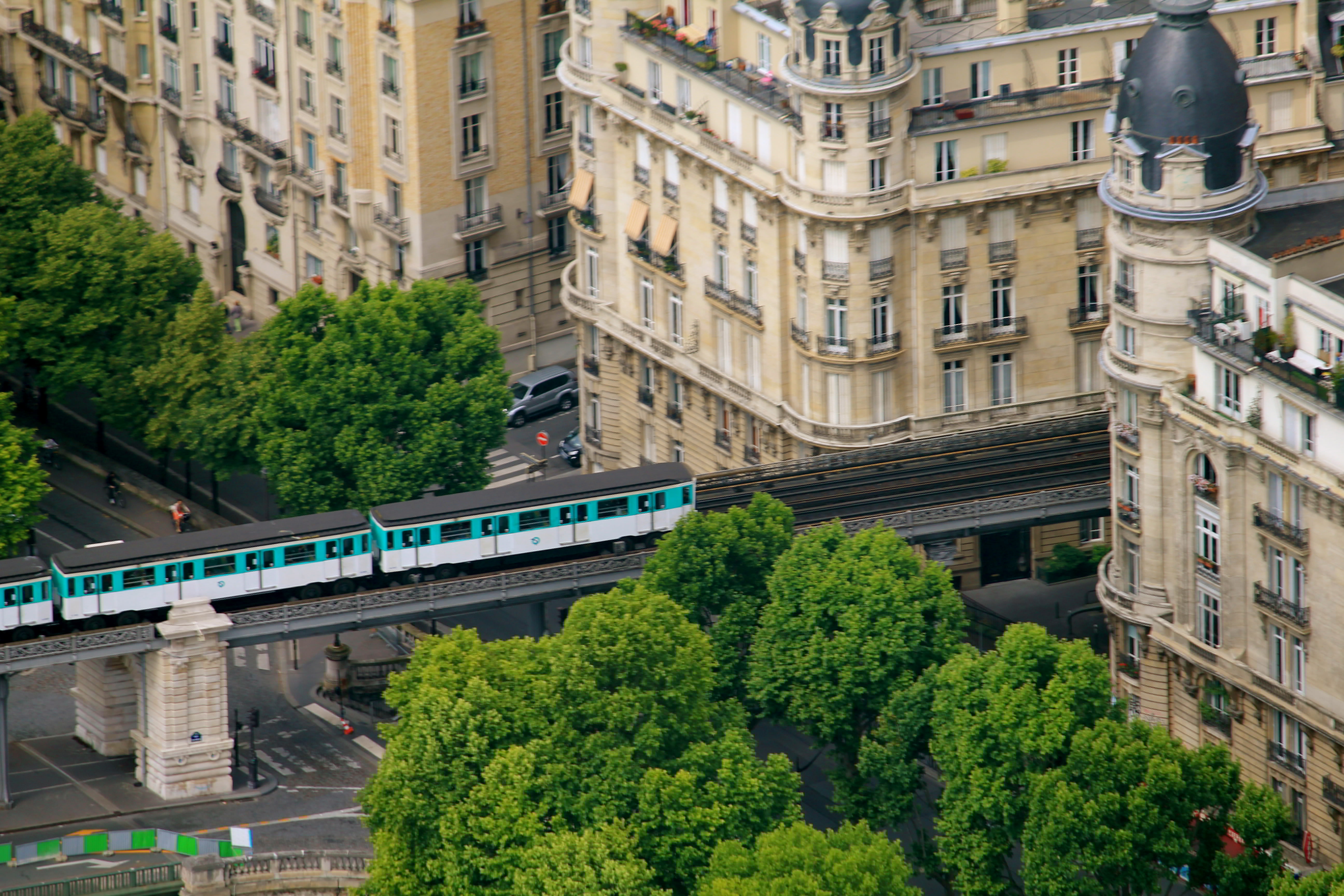 From the top of the Eiffel Tower, the Metro Train looks like a child's toy