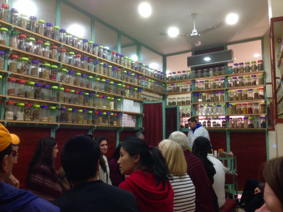 Our next demonstration was in an oil and spice shop. Morocco is known for its various oils and spices that many cosmetic companies seek their ingredients to make their very expensive products. We were given samples of different oils and spices for medical, cooking, and cosmetic purposes. I had low expectations with this demonstration, but found it quite interesting