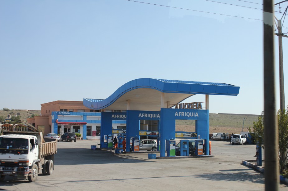 Similar gas stations like we would see in the US with shops inside