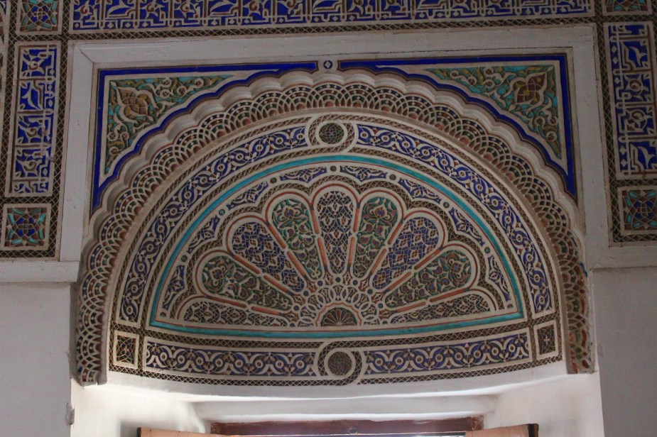 Most of the mosaic tiles were inlaid in the ceiling, but in some of the areas above the open-air windows, mosaics were placed as well to catch the light from the sun