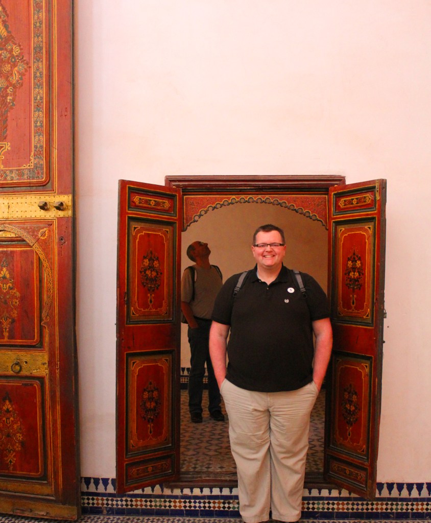 I am 6'4" tall and standing in the doorway into one of the prayer rooms, but notice the size of the door on my side, which is closed in the evenings.
