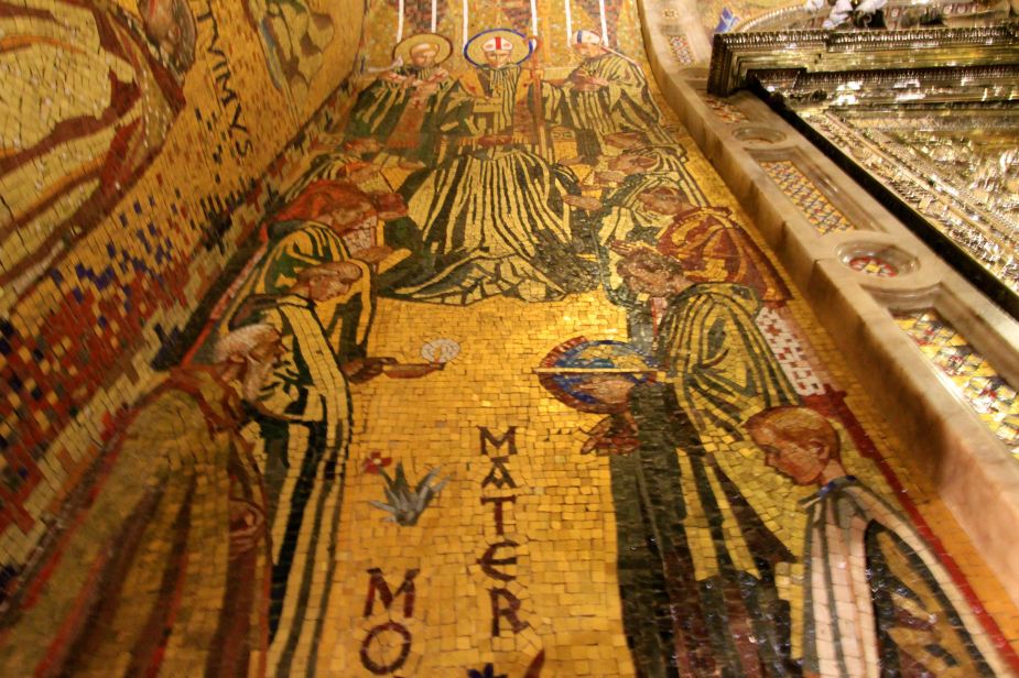 A closer shot of the mosaic tiles that form the pictures