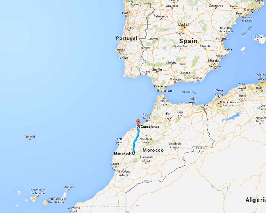 Our cruise ship left from Barcelona Spain on December 26th, 2014. We had a day at sea, and then arrived in Casablanca on the morning of December 28th, where our excursion was to Marrakesh.