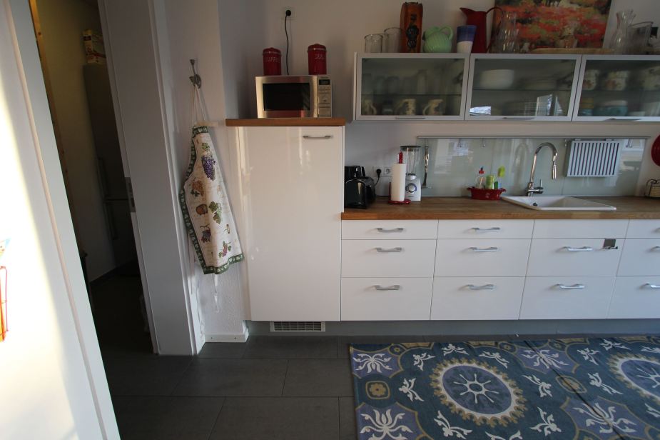 Our German kitchen with a typically sized refrigerator on the left.