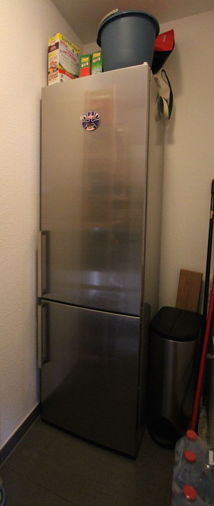 But, since we are Americans, we wanted a larger size refrigerator, which we placed inside the pantry area beside the kitchen. TIP: measure dimensions of door openings, we did not and the refrigerator just barely fit inside the doorway.