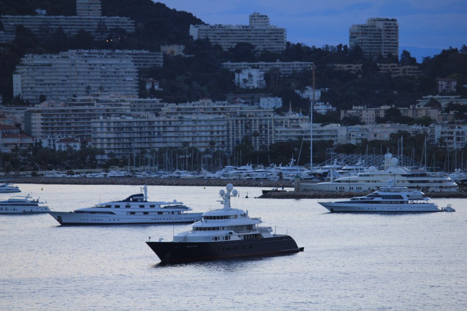 View of the many yachts as our ship approached Cannes.