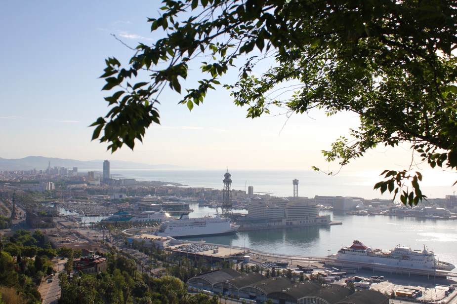 The view from the Olympic Stadium of Barcelona below