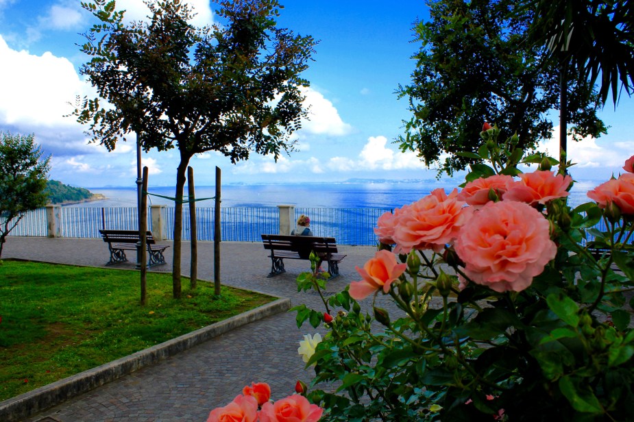In my wonderings through Sorrento, I did not know how scenic the view would be to the Mediterranean Sea. I knew the direction of where the water was, and kept walking down various streets....then, around the corner I came upon this park, and I knew I was close to the view...