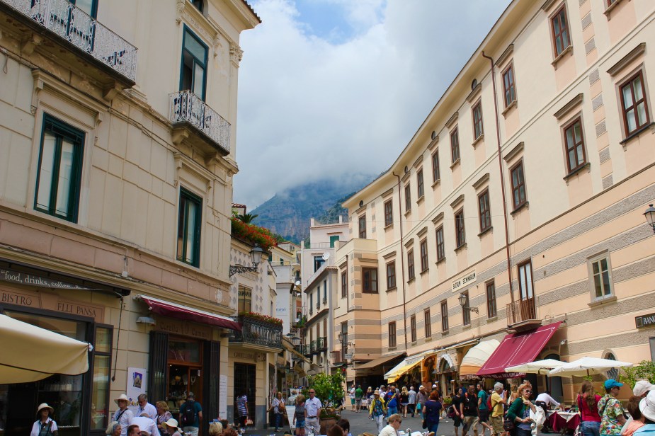 Streetside cafes in Amalfi