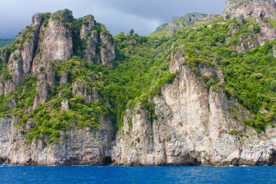 View from the boat along the Amalfi coastline to the city of Salerno
